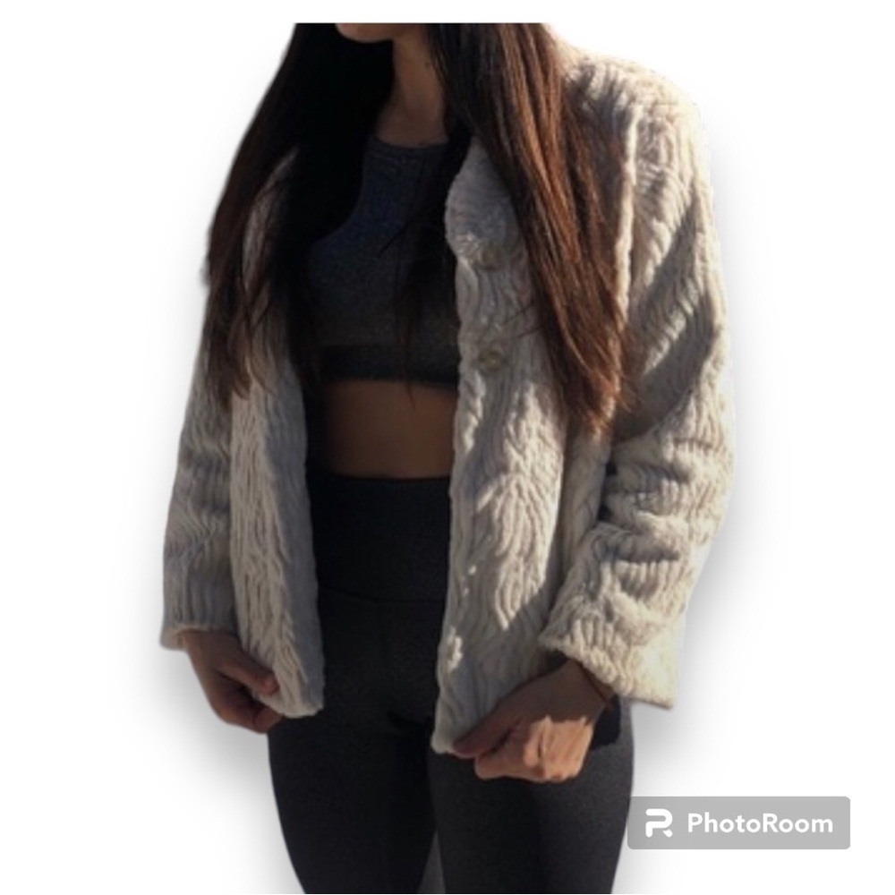 Women's Cream Faux Fur Jacket